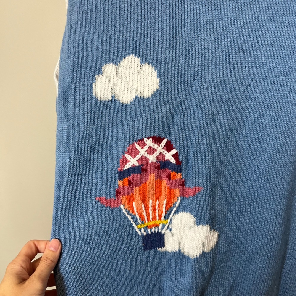 Marisa Christina Classics Vintage Hot Air Balloon Sweater Vest Blue Large - Picture 8 of 10